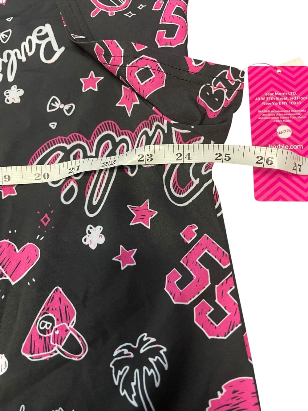 Barbie Black & Pink Graphic women’s scrub top size 2xl ptp 24” - Picture 2 of 4